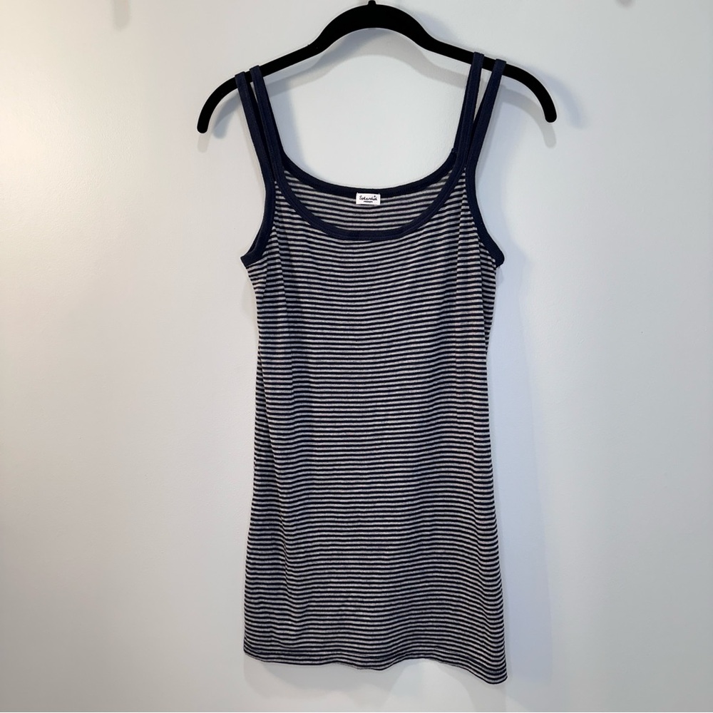 Splendid Split Strap Striped Tank Navy Gray